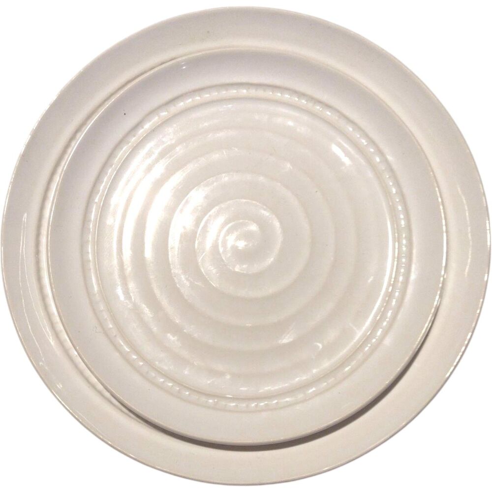 Artimino Venezia Tuscan White Cream Set of 2 Stoneware Pottery Plates Italy